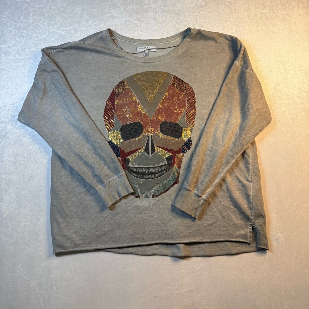 Zara Gray Shirt with Gold Accents